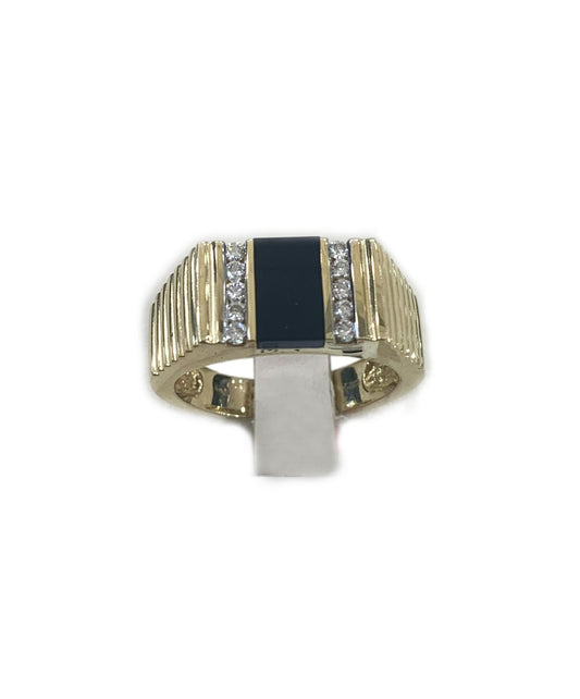 14k Yellow Gold Mens Onyx Ring