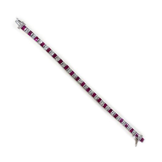 14k White Gold Ruby Bracelet