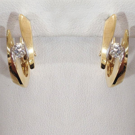 14k Yellow Gold Diamond Earrings