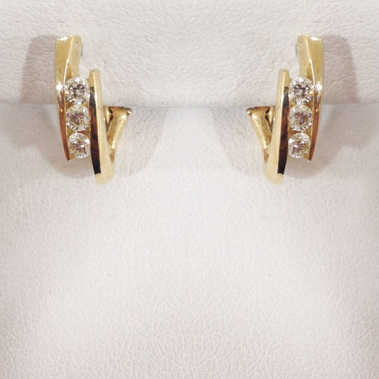 14k Yellow Gold Diamond Earrings