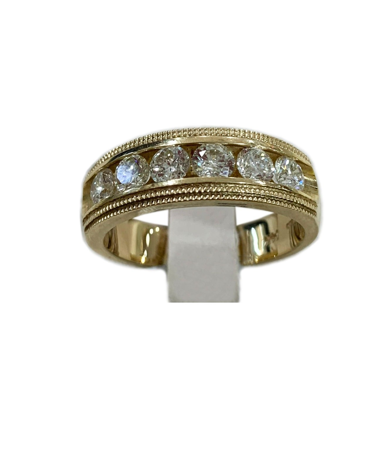 14k Yellow Gold Mens Diamond Band