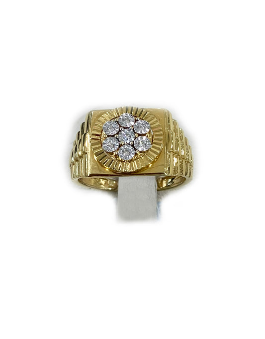 14k Yellow Gold Mens Diamond Ring