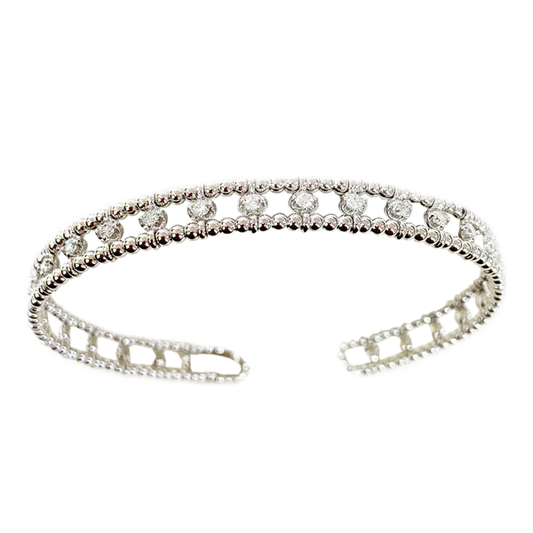 14k White Gold Diamond Bangle