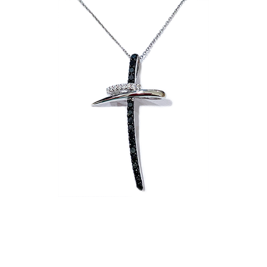 14k White Gold Black Diamond Pendant