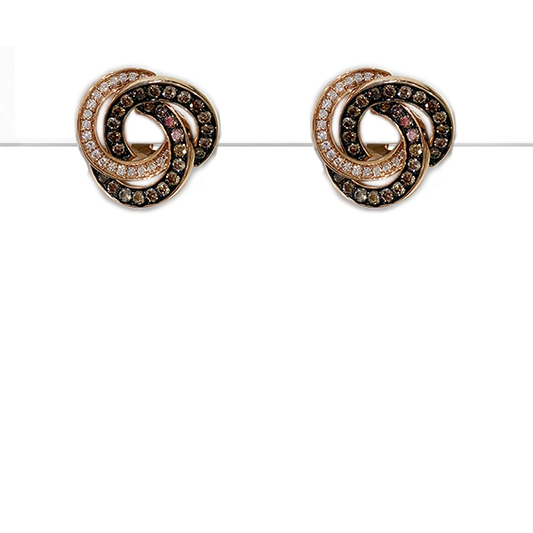 14k Rose Gold Brown Diamond Earring