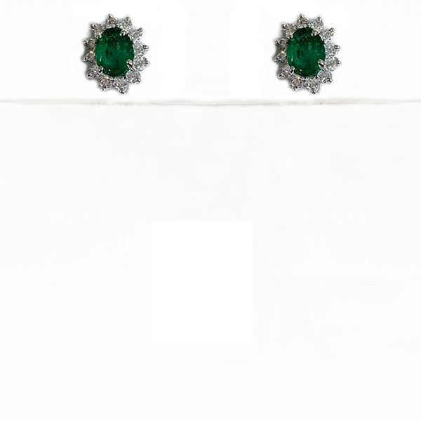 14k White Gold Emerald Earrings