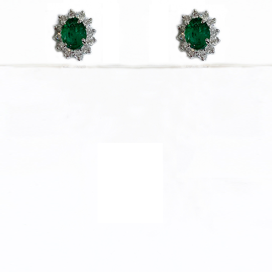 14k White Gold Emerald Earrings