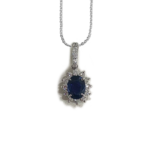 14k White Gold Sapphire Pendant