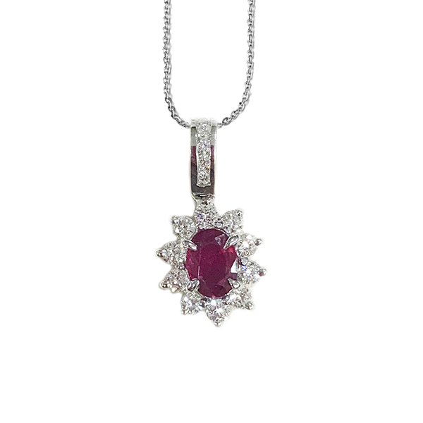 14k White Gold Ruby Pendant