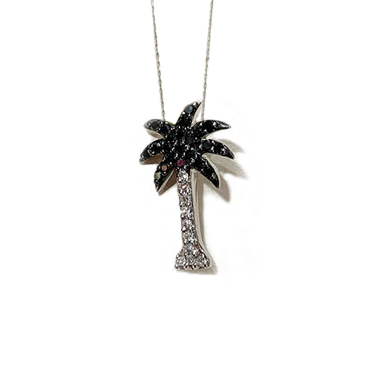 14k White Gold Black Diamond Pendant