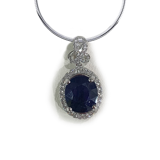 14k White Gold Sapphire Pendant