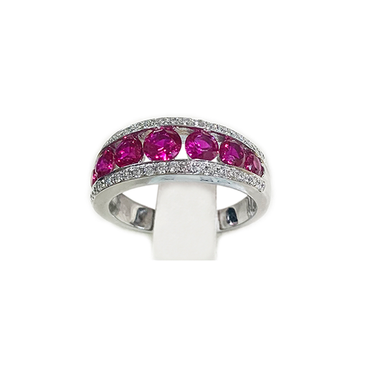 14k White Gold Ruby Band