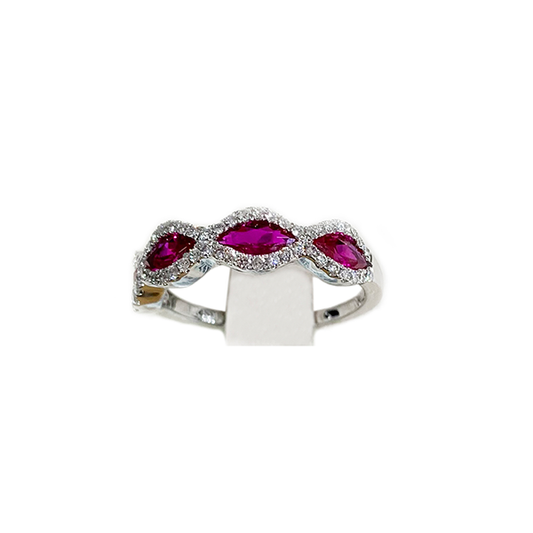 14k White Gold Ruby Band