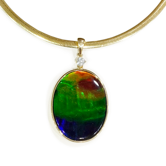 14K Gold Ammolite Pendant