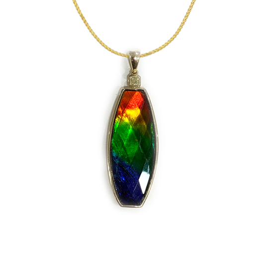 14K Gold Ammolite Pendant