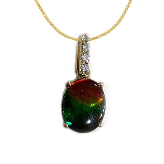 14K Gold Ammolite Pendant