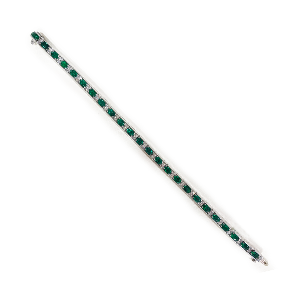 14k White Gold Emerald Bracelet