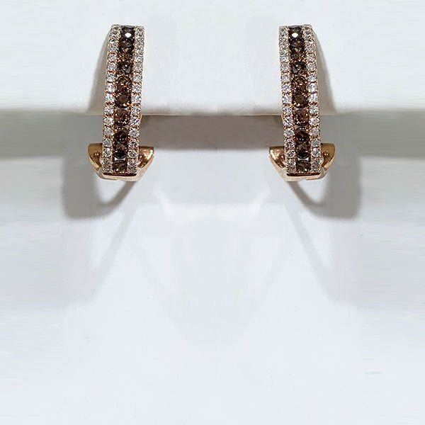 14k Rose Gold Brown Diamond Earring