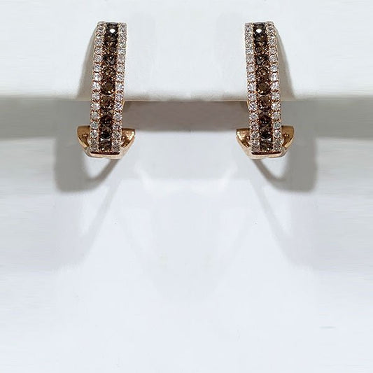 14k Rose Gold Brown Diamond Earring