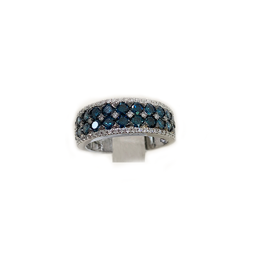 14k White Gold Blue Diamond Band