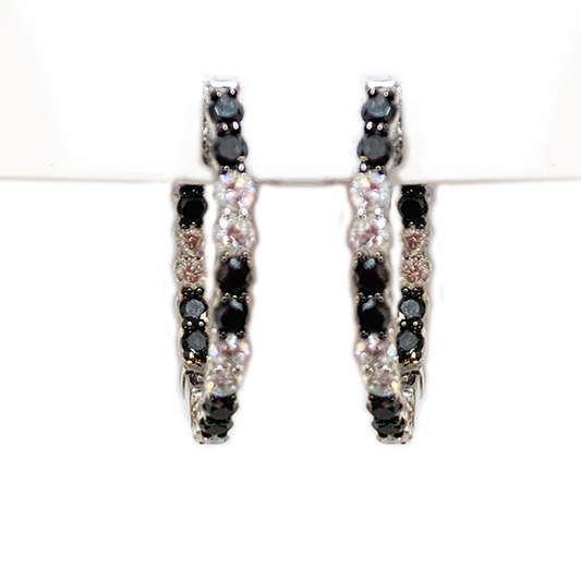 14k White Gold Black Diamond Earring