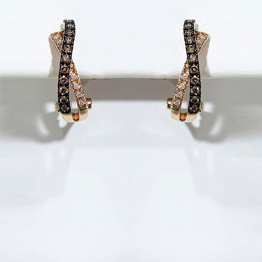 14k Rose Gold Brown Diamond Earring