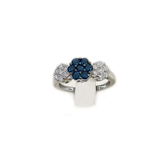 14k White Gold Blue Diamond Ring