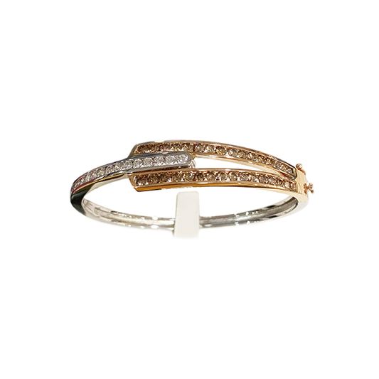 14k Two Tone Brown Diamond Bangle