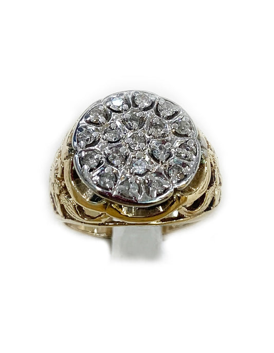 14k Yellow Gold Mens Diamond Ring