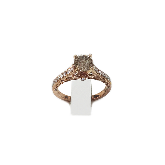 14k Rose Gold Brown Diamond Ring