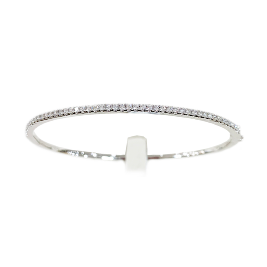 14k White Gold Diamond Bangle