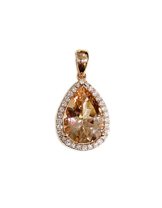 14k Rose Gold Morganite Pendant