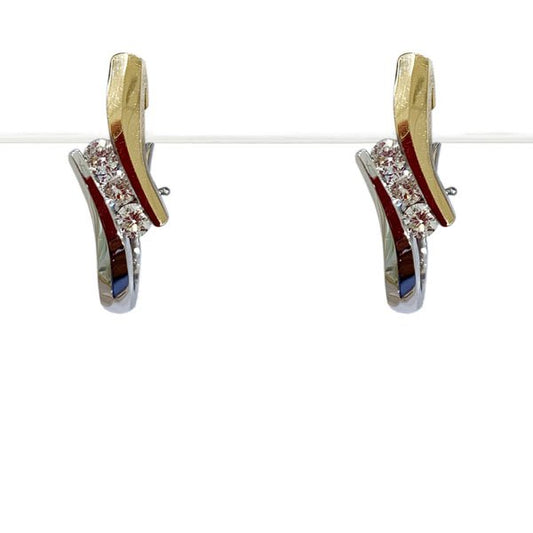 14k Two Tone Diamond Earrings