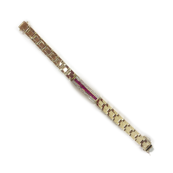 14k Yellow Gold Mens Ruby Bracelet