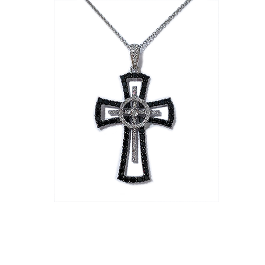 14k White Gold Black Diamond Pendant