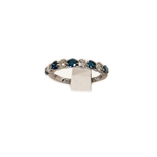 14k White Gold Blue Diamond Band