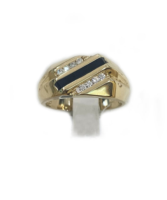 14k Yellow Gold Mens Onyx Ring