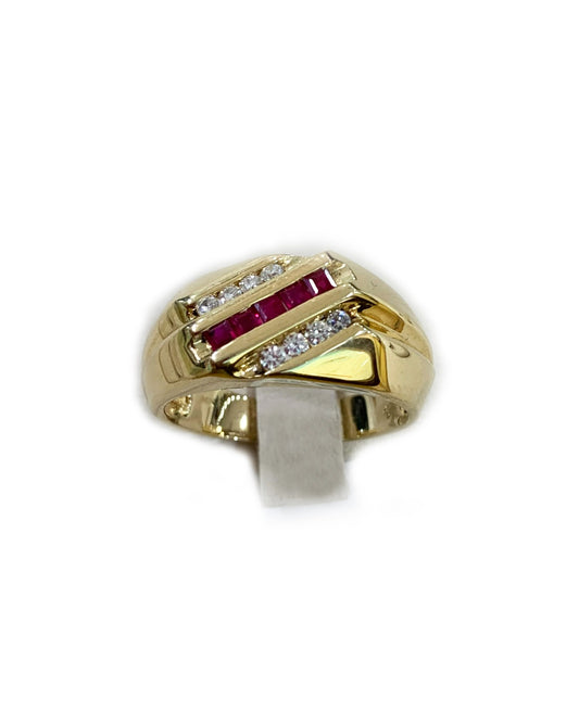 14k Yellow Gold Mens Ruby Ring