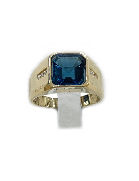 14k Yellow Gold Mens Topaz Ring