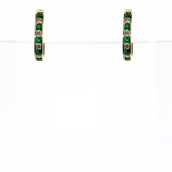14k Yellow Gold Emerald Earrings