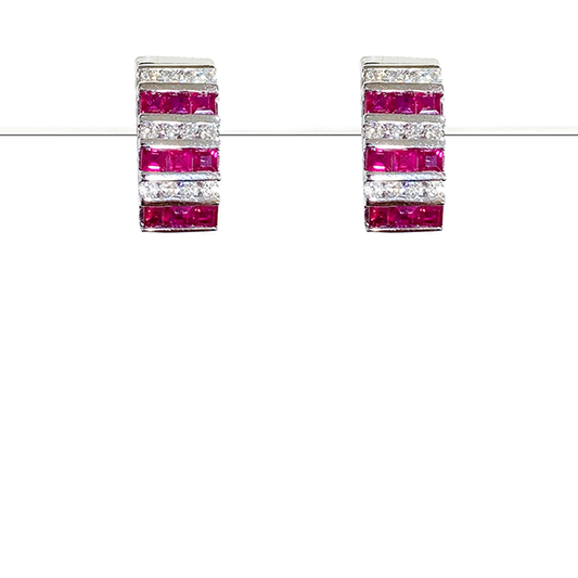 14k White Gold Ruby Earrings