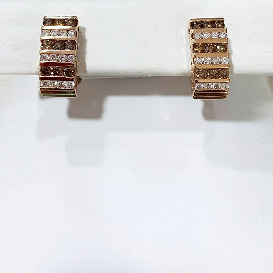 14k Rose Gold Brown Diamond Earring