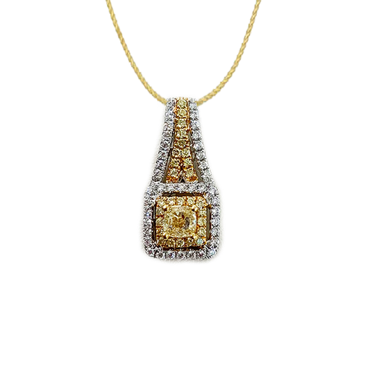 14k Two Tone Yellow Diamond Pendant