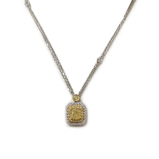 18k Two Tone Yellow Diamond Pendant