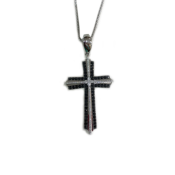 14k White Gold Black Diamond Pendant