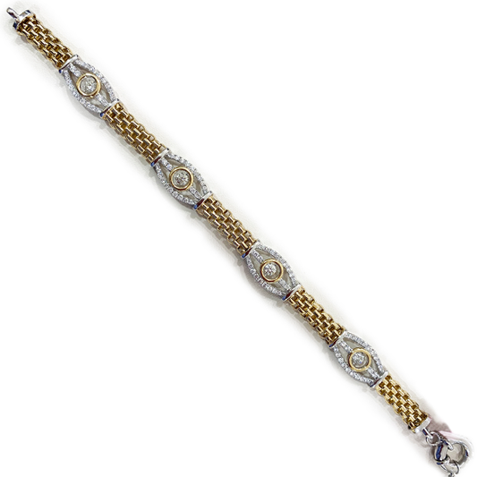14k Two Tone Dancing Diamond Bracelet