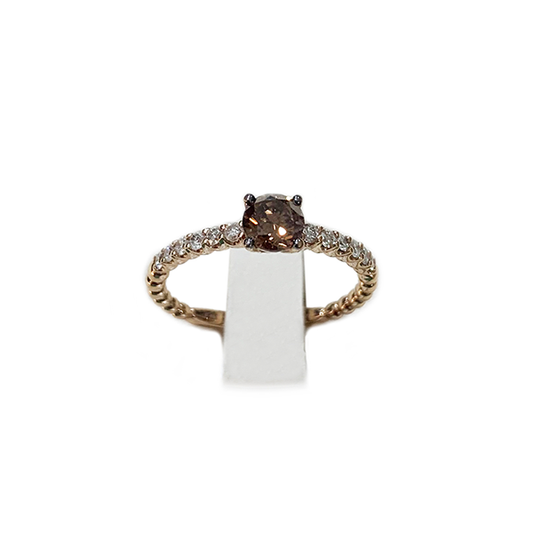 14k Rose Gold Brown Diamond Ring