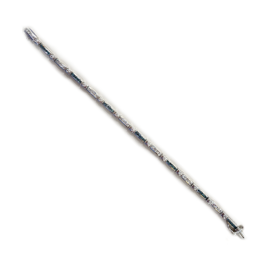 14k White Gold Blue Diamond Bracelet