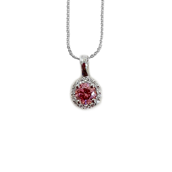 14k White Gold Pink Diamond Pendant