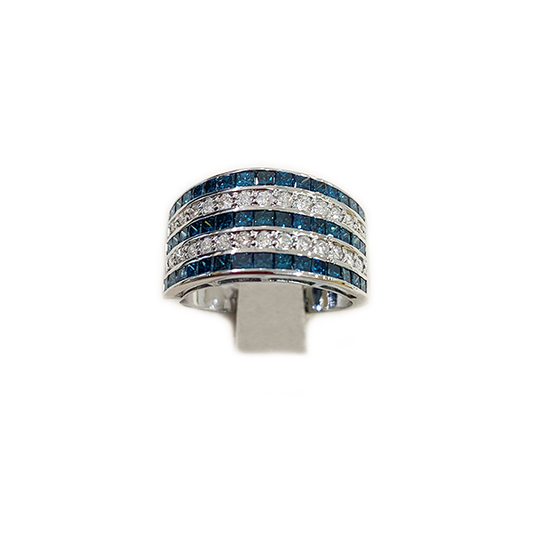 14k White Gold Blue Diamond Ring